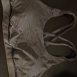 Black and white strip lululemon energy bra size 8